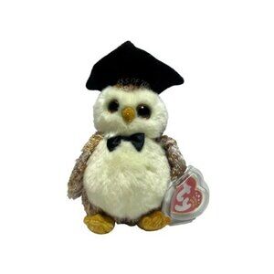 Ty‎ Beanie Baby Smarter Graduation Owl Bird Retired Plush 2001/02 Tag Errors HTF